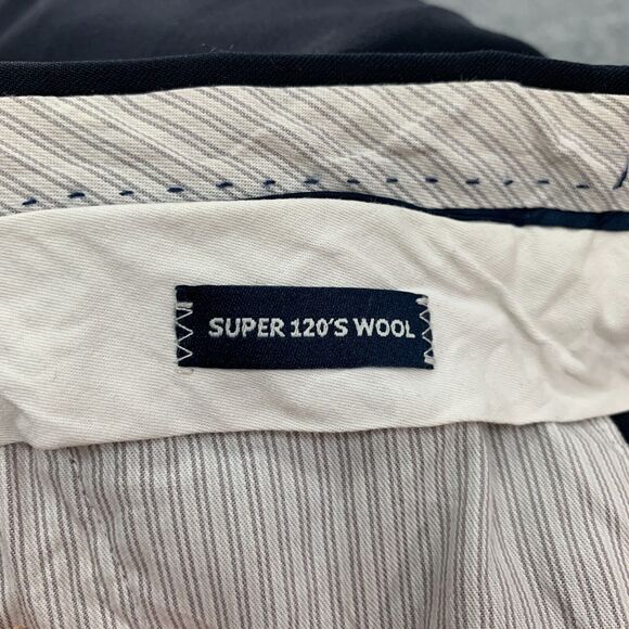 Vintage Patrick James Pleated Dress Pants Mens 34 Navy Blue Wool Relaxed Fit EZE - Picture 9 of 12